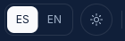 Controles de idioma ES y EN, y el tema claro u oscuro